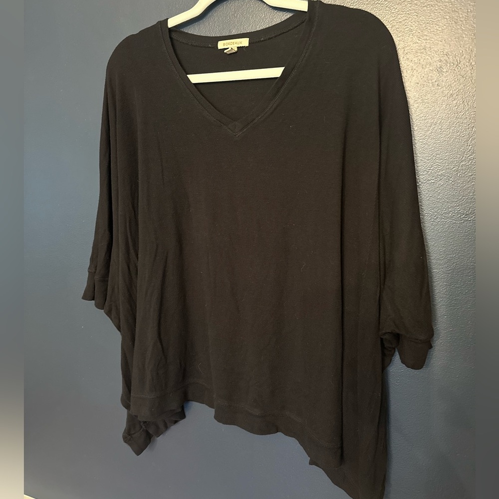 Anthropologie Bordeaux black t-shirt shirt ~ black ~ XS/S